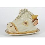 A novelty cheese dish taking the form of a bull's head, height approximately 16cm