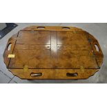 A burr elm butler's tray coffee table, 100cm x 67cm x 47cm