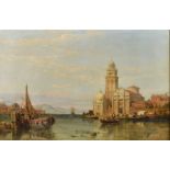 Two continental scenes for the English market, one an oil on canvas possibly Venice Italy, 40cm x