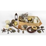An assortment of 19th & 20th Century locks and door knobs, brass, wooden and ceramic examples,