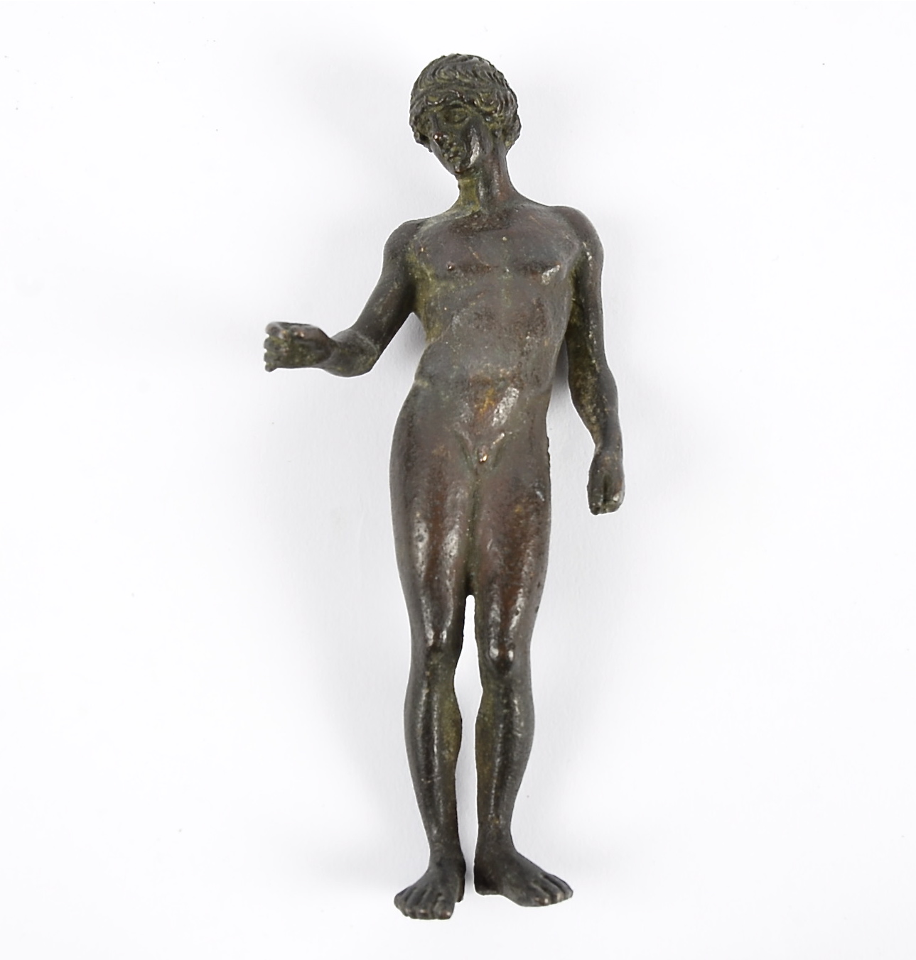 After the Antique a late 19th Century Grand Tour Study miniature bronze figure of a Roman youth,