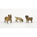 Three early 20th Century cold painted bronze studies, all of dogs; a French Bulldog, Jack Russell