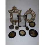 Victorian and Later Photograph Frames, three matching Victorian circular carved wood frames with