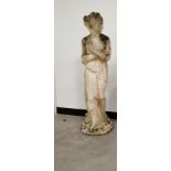 A garden statue of Venus, clasping her breast, height 115cm,