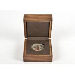 A Russian commemorative world cup coin, in box, dimensions of box 10.5cm x 10.5cm x 6cm