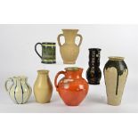 A group of British and Continental ceramics, to include a studio vase with thick dripping glaze