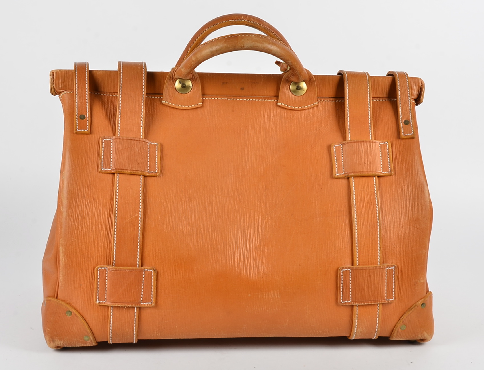 A tan leather Dunhill Gladstone bag, two large and two small fatsening straps with lock and keys, - Image 2 of 2