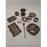 19th Century and Later Silver, various items including a 19th century two handled tea strainer maker