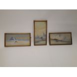 Edwardian Watercolours Arabic Scenes, a trio of framed water colours two depicting desert scenes