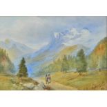A GM Italian School Tofana M Cortina 19th Century watercolour, mountain scene, signed lower right,