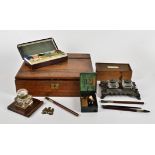 A 19th Century mahogany lap desk, with hinged top and fitted interior, together with a quantity of