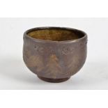 A Scandinavian contemporary studio pottery bowl, in the folk art tradition, with evergreen trees,