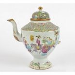 A 19th Century Famille Rose coffee pot, of baluster form, with domed lid, decorated with