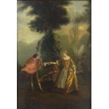 Nicholas Lancret (French 1690-1745) oil on panel, depicting figures courting in a classical