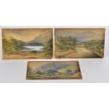 Three 19th Century watercolours, rural landscapes of Troutdale, Oregon USA, one dated in pencil (