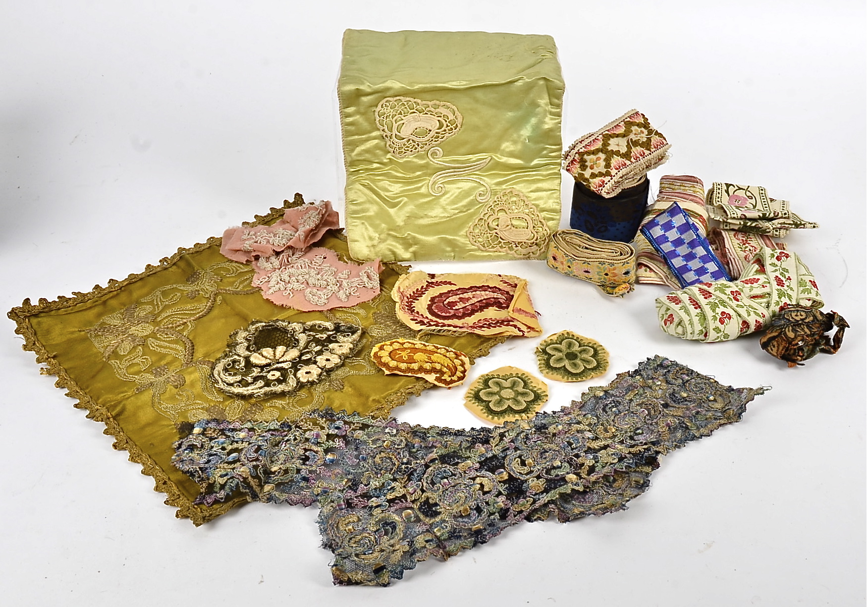 A collection of late 19th-early 20th Century embroidery and needlework, including hand embroidered
