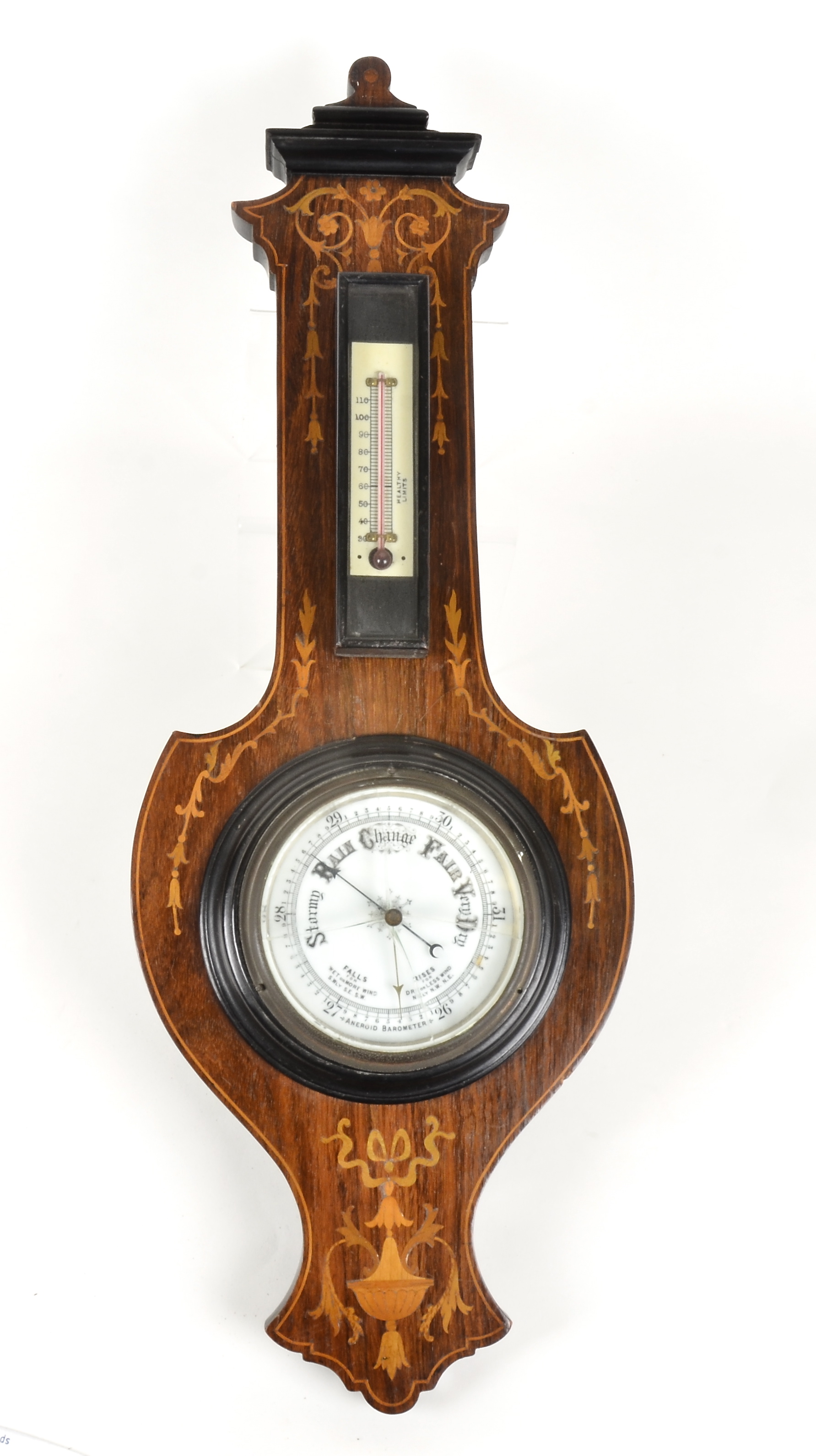 A 20th Century barometer, with a thermometer attached above the bezel, length 70cm