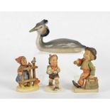 Three Gobel figurines, including 203 'Signs of Spring', 82 'School Boy' and 'Merry Wanderer',
