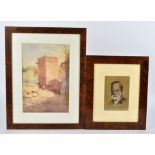 Three 20th Century watercolours attributed to Middleton James RA, depicting historic architecture in