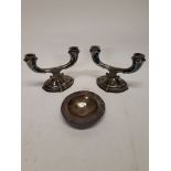 Silver Candelabra and Small Bowl, a pair of continental sterling silver 925 twin branch