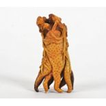 A Chinese carved wood objet d'art of naturalistic form, 11.5cm x 6cm,