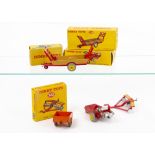 Dinky Toys 320 Harvest Trailer, 321 Massey-Harris Manure Spreader, 322 Disc Harrow, 341 Land-Rover