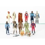 Vintage Star Wars Rebel Action Figures, including Chewbacca, Yoda (2), Obi-Wan, Lando Calrissian (