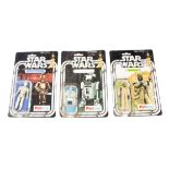 Vintage Star War Palitoy Resealed Action Figures, C-3PO on punched 12 back card, R2-D2 on punched 12