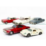 Japanese Tinplate Cars, friction drive Ichiko Chevrolet Corvair, Bandai Automobiles Of The World