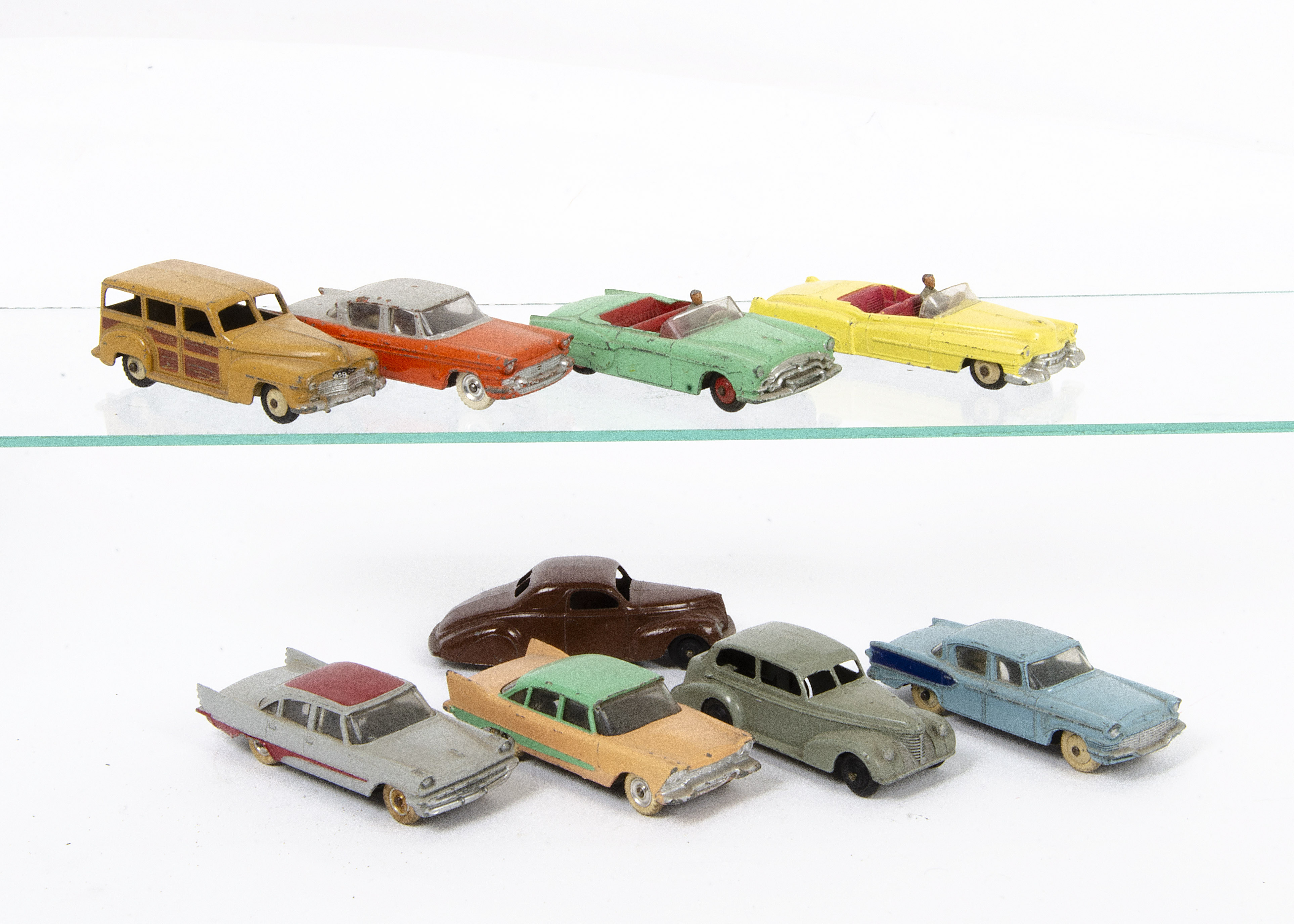 1950s-60s Dinky Toys Cars, 39c Lincoln Zephyr, brown body, 39b Oldsmobile Sedan, grey body, 178