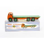 A Dinky Supertoys 902 Foden Flat Truck, 2nd type orange cab and chassis, mid-green flatbed and