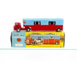 A Corgi Major Toys 1130 Chipperfield~s Horse Transporter, red cab, red/blue trailer, spun hubs,