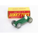 A Dinky Toys 233 Cooper-Bristol Racing Car, green body, white driver, black gloss base, RN6, spun