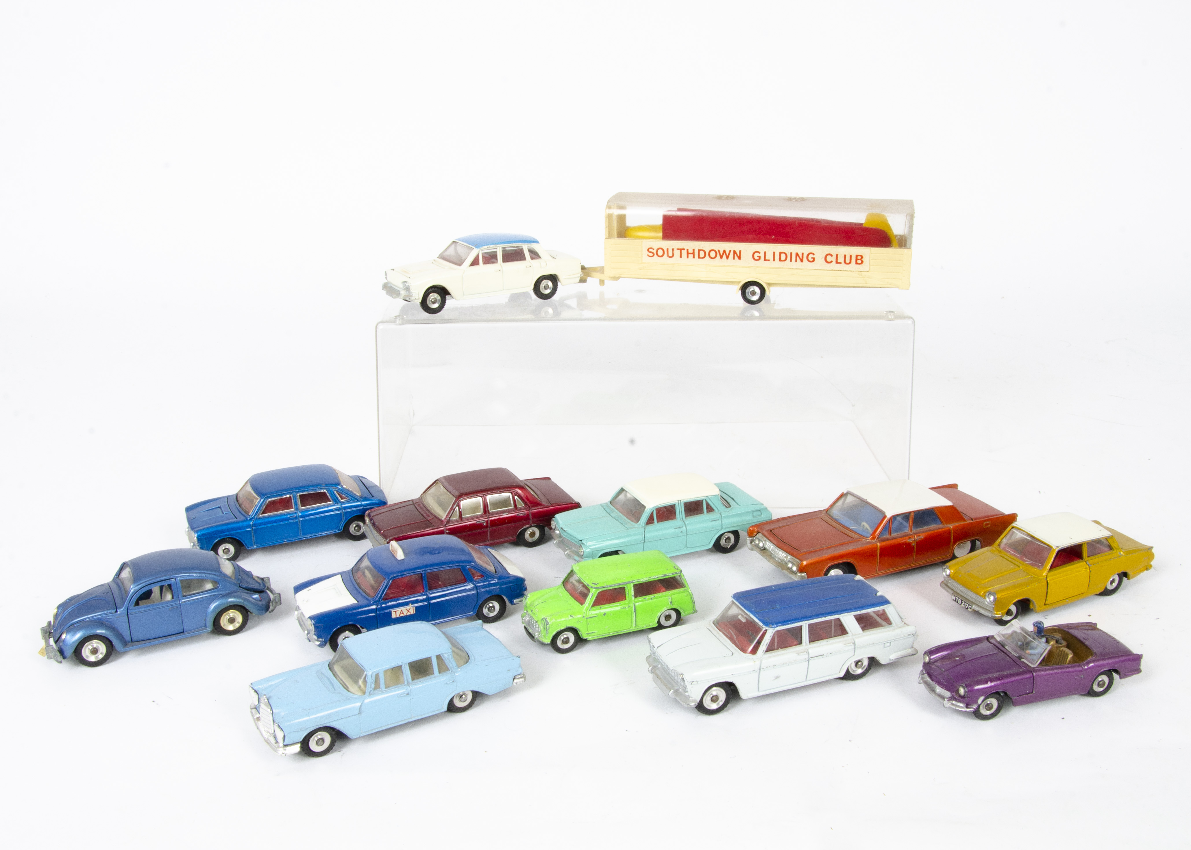 1960s-70s Dinky Toy Cars, 172 Fiat 2300 Station Wagon, 114 Triumph Spitfire, metallic purple, 171