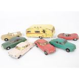 Playworn Tri-ang Spot-On, including Morris Mini Van, Austin Seven, Jensen, Daimler SP250, Ford