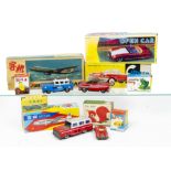 Chinese Tinplate Toys, including MF 725 Citroen Convertible, MF 787 Lucky Open Car, MF 984 Passenger