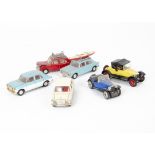 Tri-ang Spot-On Cars, No.274 Morris 1100 with canoe (2), first light blue body, red interior, red/