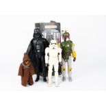 Vintage Star Wars Large Size Action Figures, Darth Vader, in original box, loose Boba Fett, both