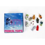 Vintage Star Wars HCF ROTJ Pencil Tops Trade Box, containing 48 pencil tops, Darth Vader, Bib