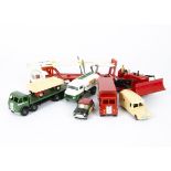 Various Diecast, Dinky Toys 502 Foden Flat Truck, 1st type dark green cab and back, silver flash,