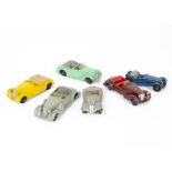Dinky Toy 38 Series Cars, 38a Frazer Nash, grey body, solid steering wheel smooth hubs, 38b