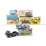 Hong Kong Plastic Toys, Marx Toys Tricky Action Jeep, Telsalda Rocket Firing Amphibious Tank, TAT