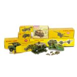 Military Dinky Toys, 601 Austin Para-Moke, 697 25-Pounder Field Gun Set, 641 Army Cargo Truck, 674