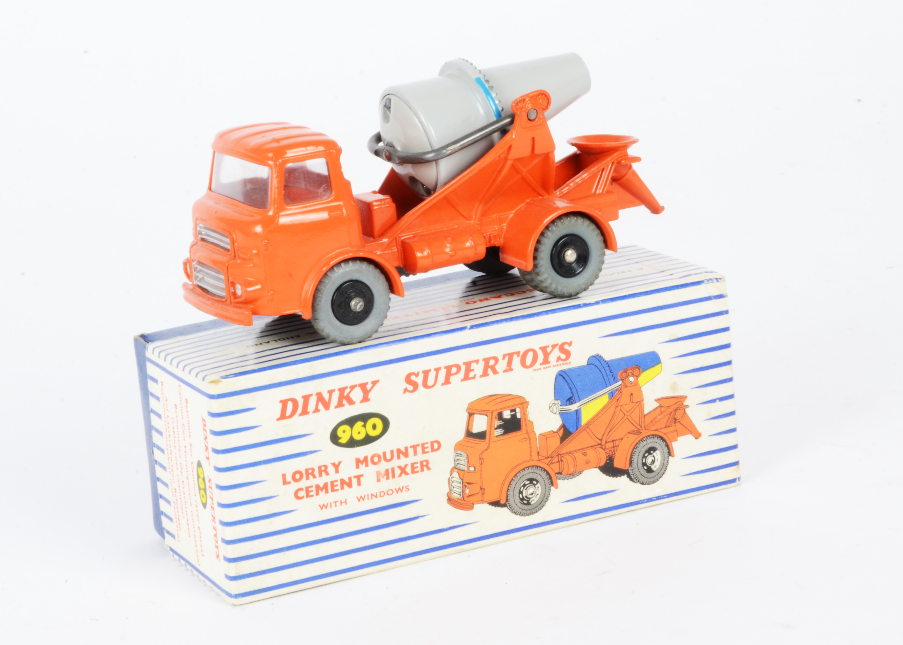 A Dinky Supertoys 960 Albion Lorry Mounted Cement Mixer, orange body, grey barrel, black plastic