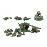 Military Dinky Toys, including 162 18-Pounder Field Gun Set (2), 151a Medium Tank, 151c Cooker