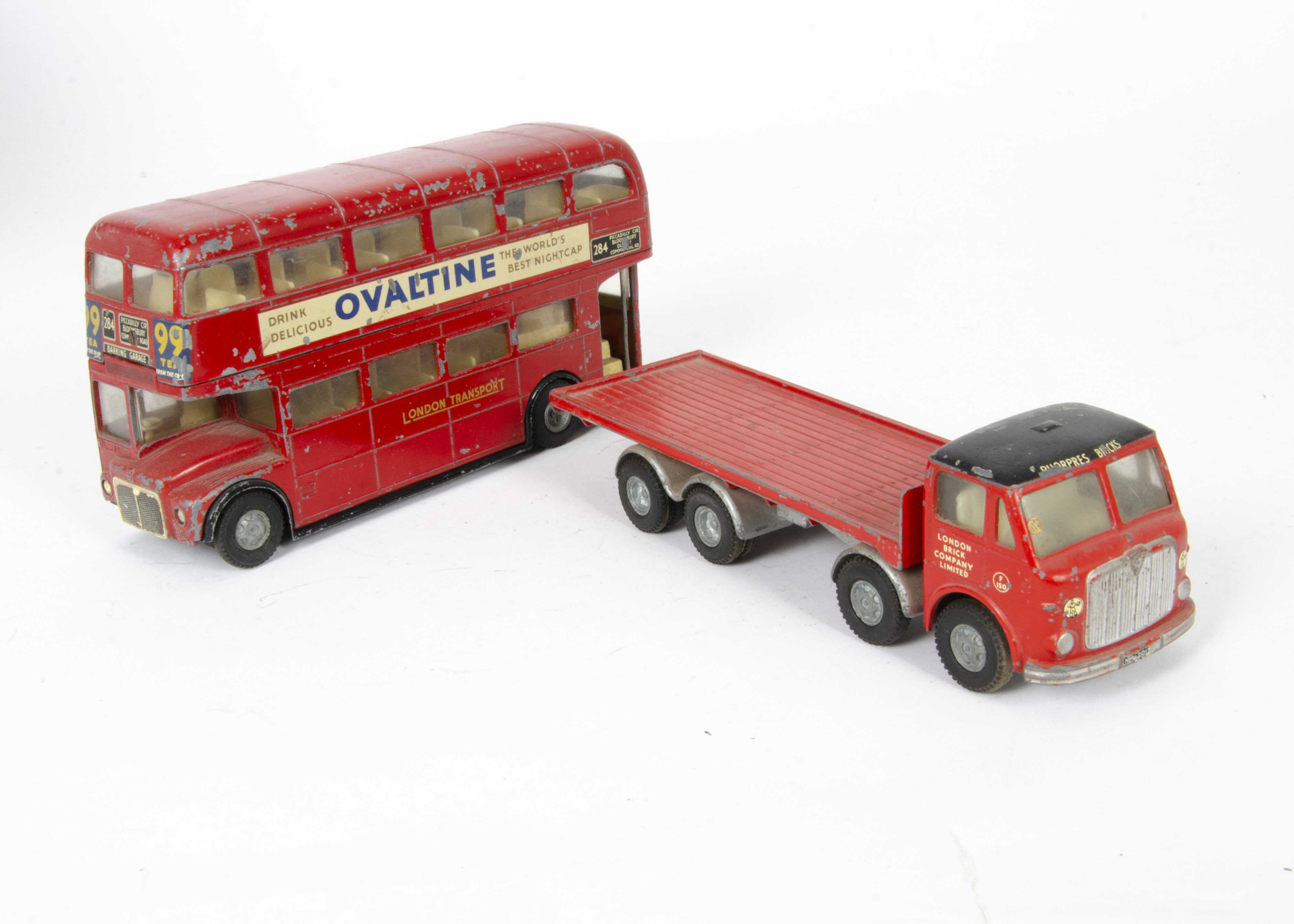 Tri-ang Spot-On No.110/2b AEC ~London Brick Co~ Lorry, red body, black roof, silver chassis, No.