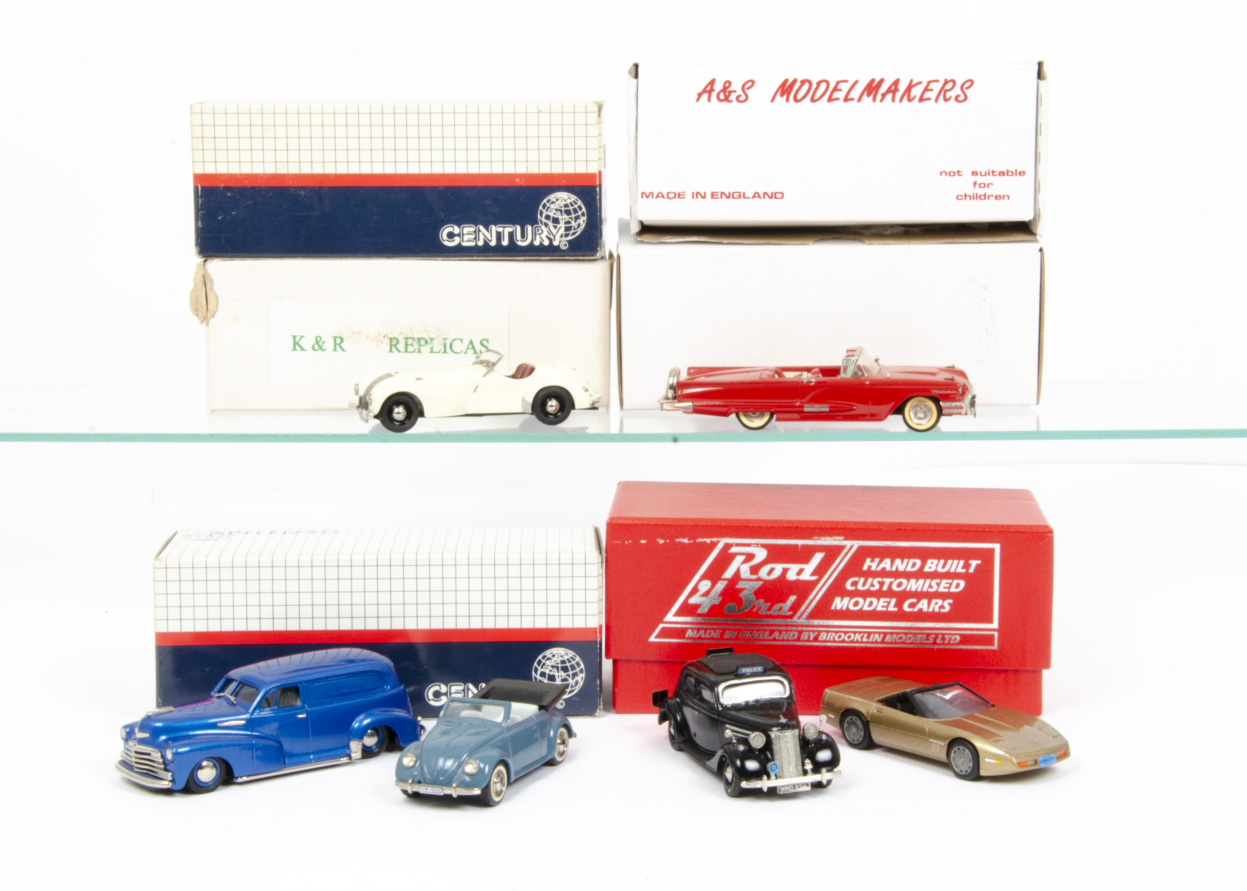 1/43 White Metal Models, Century No.15 VW Cabriolet, No.4 Corvette Cabriolet 1986, A&S Modelmakers