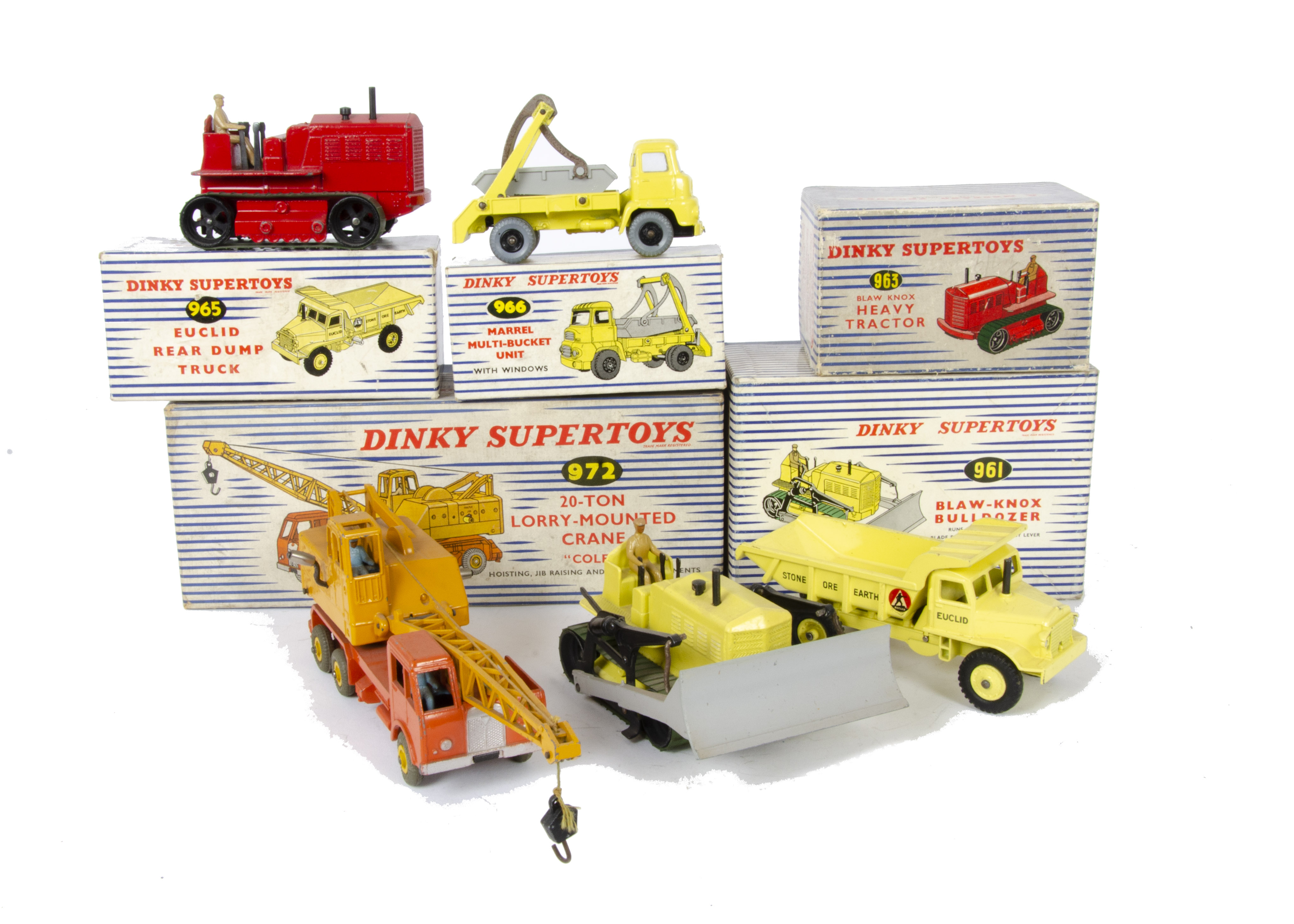 Dinky Supertoys Construction Vehicles, 972 Coles Mobile Crane, 965 Euclid Rear Dump Truck, 961