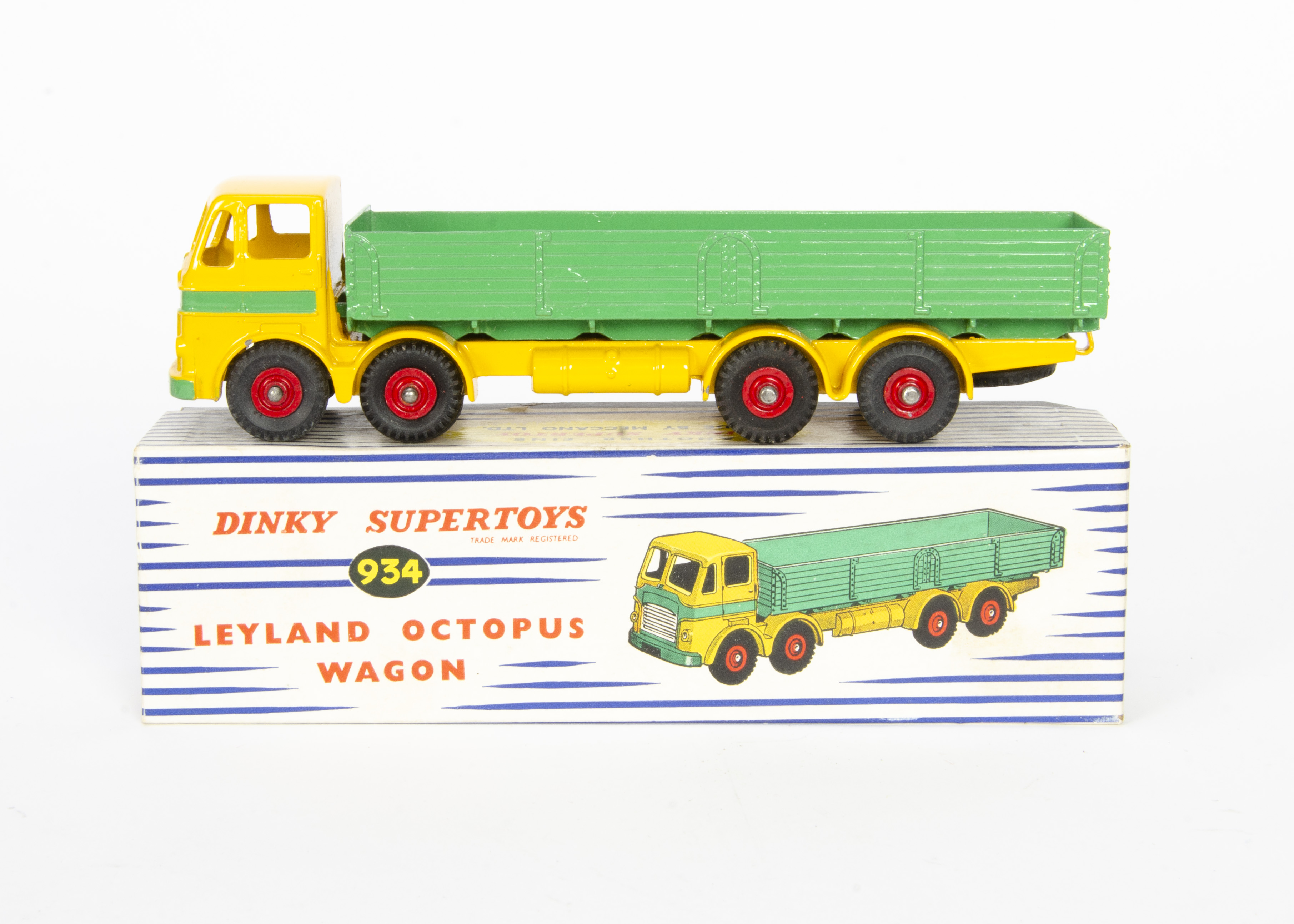 A Dinky Supertoys 934 Leyland Octopus Wagon, yellow cab and chassis, green truck body, green band