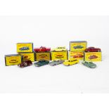 Matchbox Lesney 1-75 Series Cars, 27 Cadillac Sixty Special, 33 Ford Zodiac, 65 Jaguar 3.4 Sedan, 38